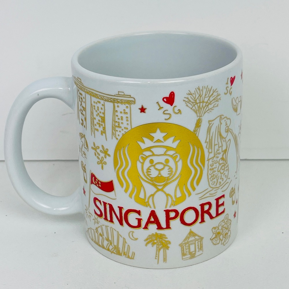 Dream Studios Coffee Mug Singapore Lion City HG-300324 White Gold Red Excellent